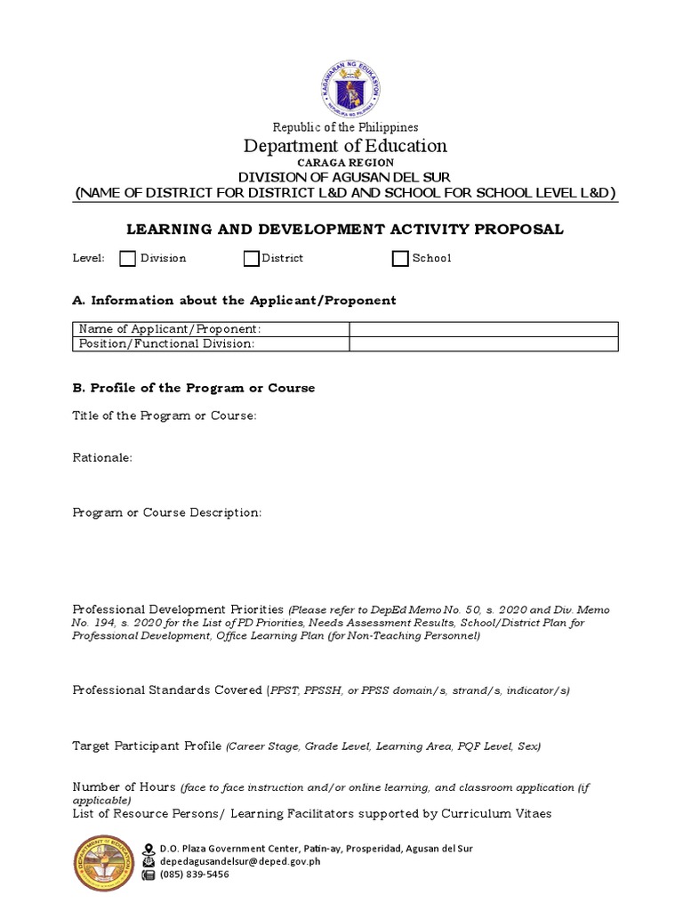 Learning and Development Activity Proposal | PDF