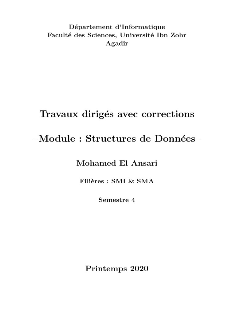 TD Corriges | PDF | Algorithmes et structures de données | Informatique
