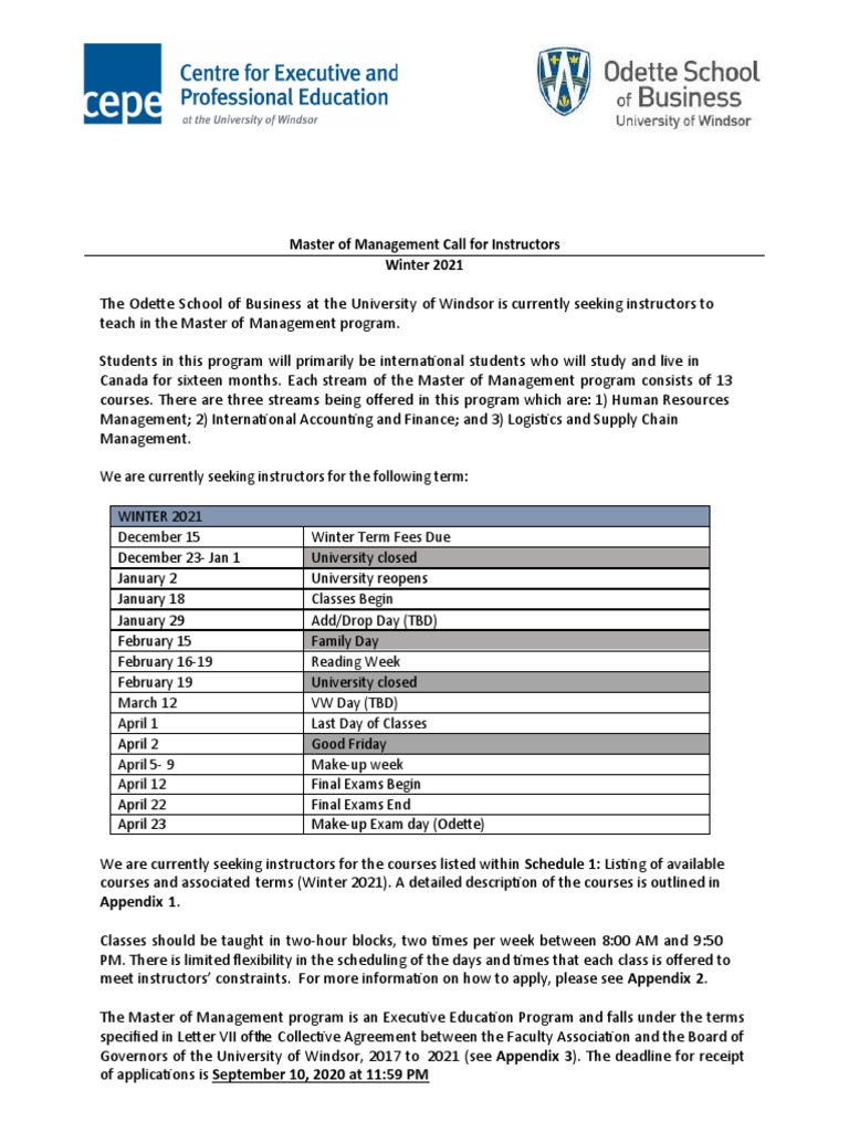 Instructors Needed for Master of Management | PDF | Marketing ...