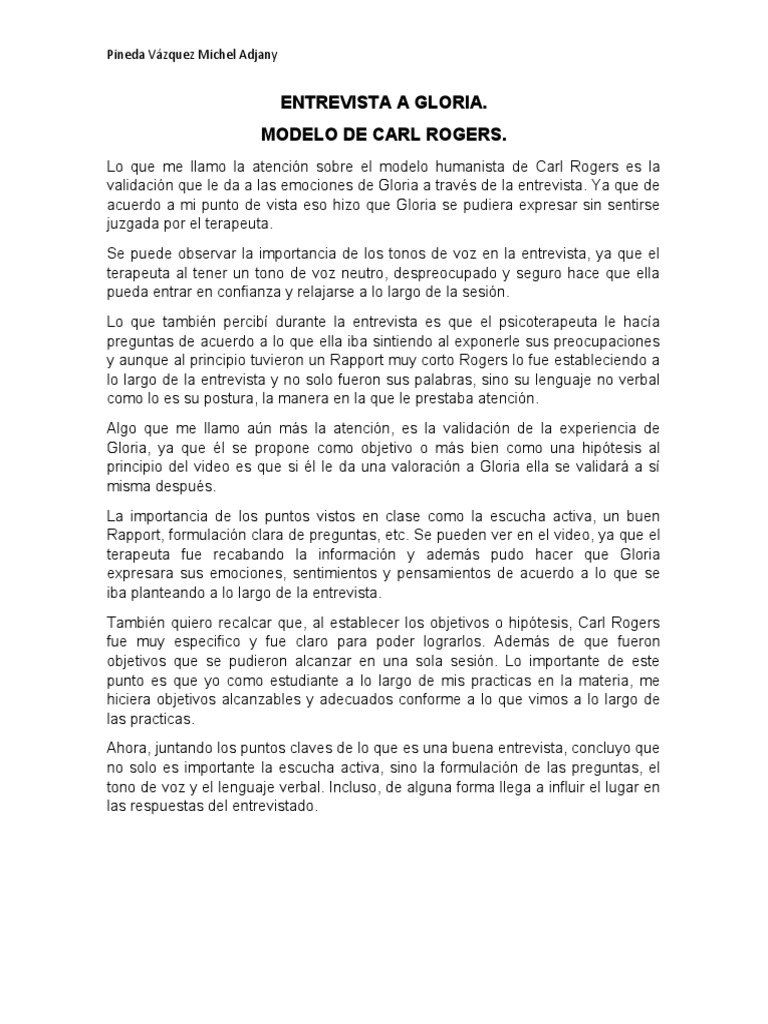 Entrevista A Gloria Modelo de Rogers PDF