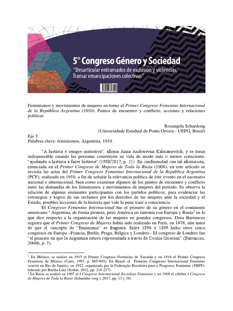 Feminismos y Movimientos de Mujeres en Torno Al Primer Congreso ...