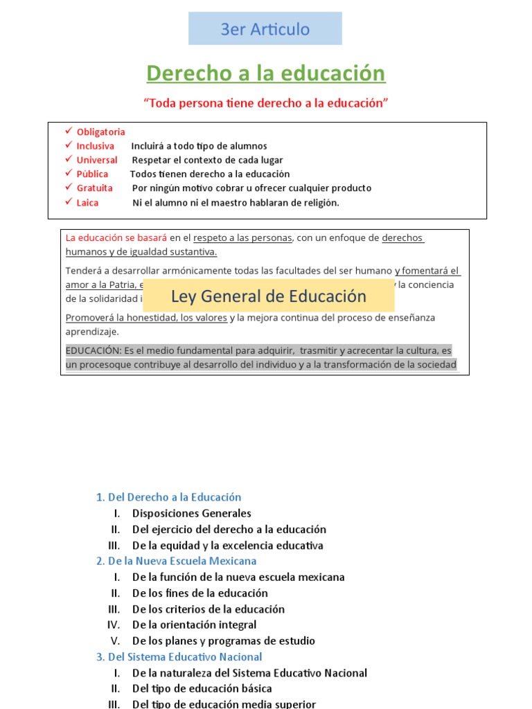 Ley General de La Educacion | PDF | Educación primaria | Derechos humanos