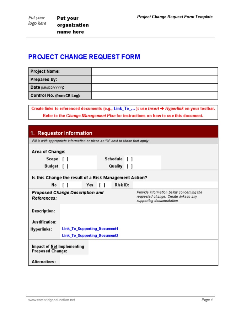 Project Change Request Form Template | PDF | Civil Law (Legal System ...