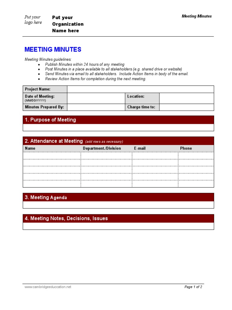 Meeting Minutes Template | PDF