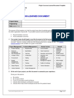 Lessons Learned Document Template
