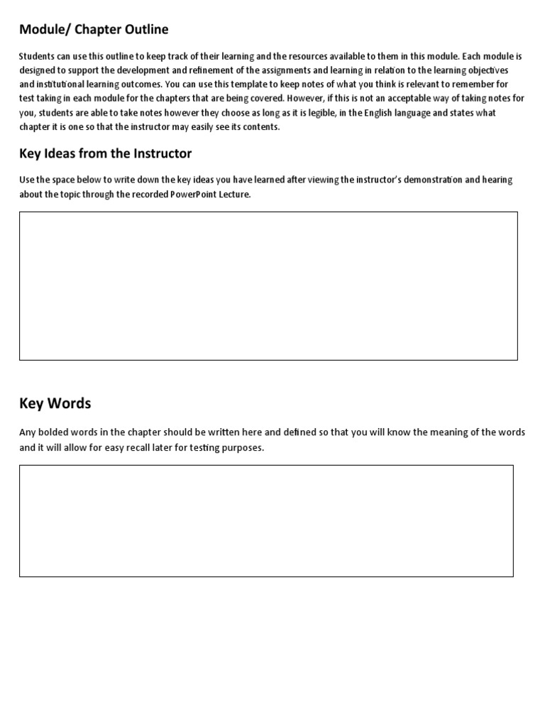 Chapter Note Taking Outline Template (2) | PDF