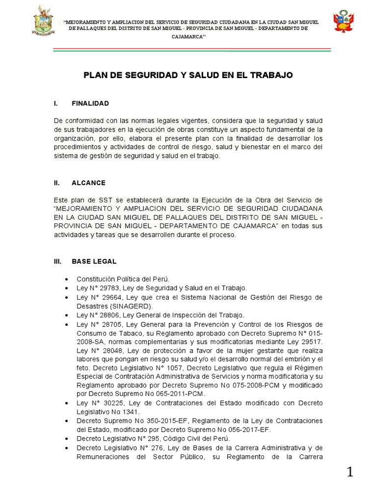 Plan de Seguridad y Salud en el Trabajo | PDF | Valores | Seguridad y ...