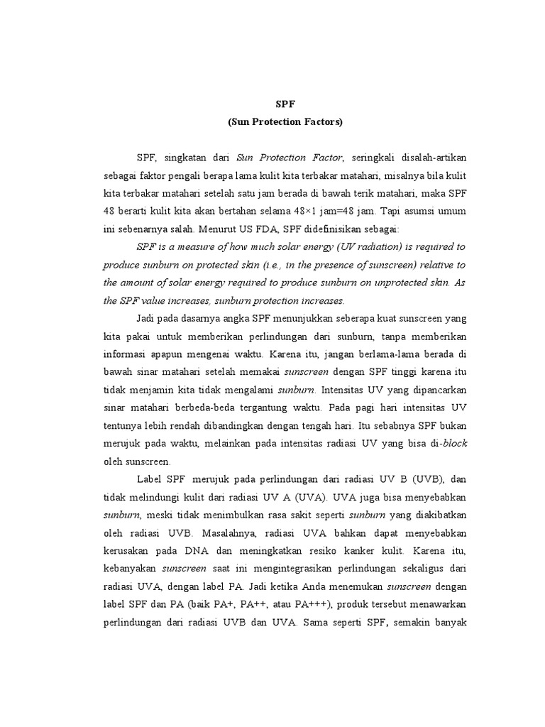 SPF (Sun Protection Factors) PDF