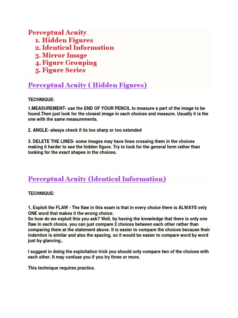 Perceptual Acuity Tips PDF Cognition Cognitive Science