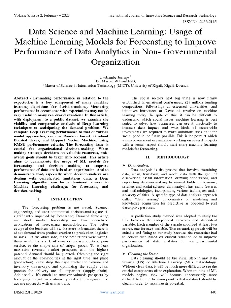 Data Science and Machine Learning Usage of Machine Learning Models For ...