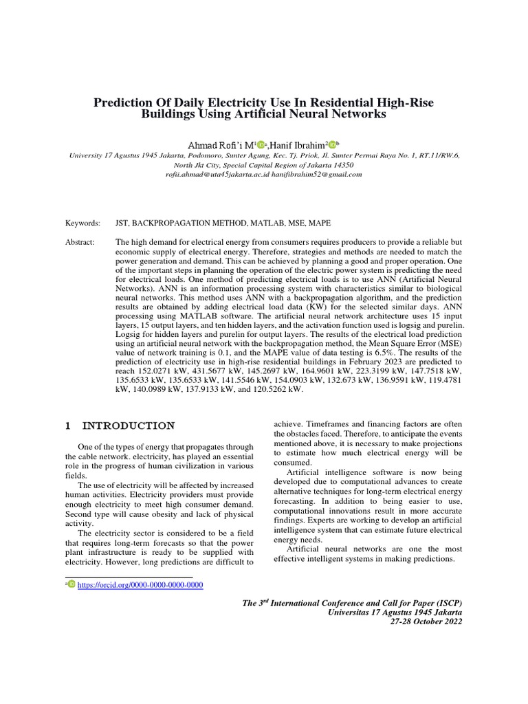 Daily Electricity Use Prediction Using ANN | PDF | Artificial Neural ...