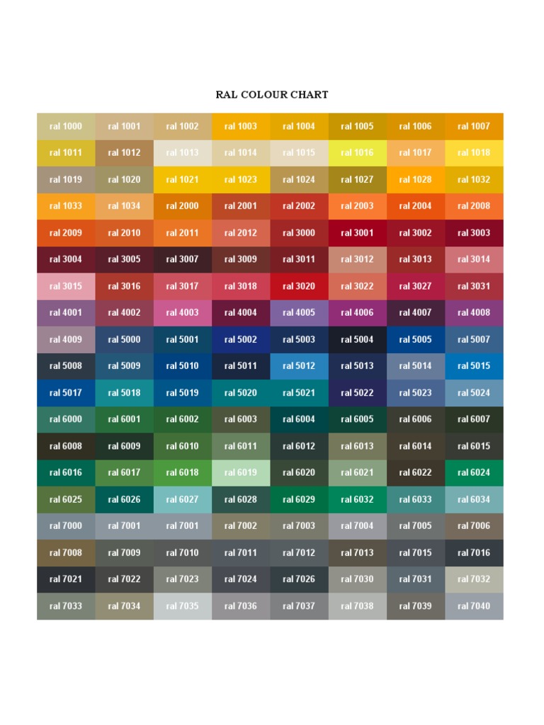 Ral Colour Chart | PDF | Yellow | Color