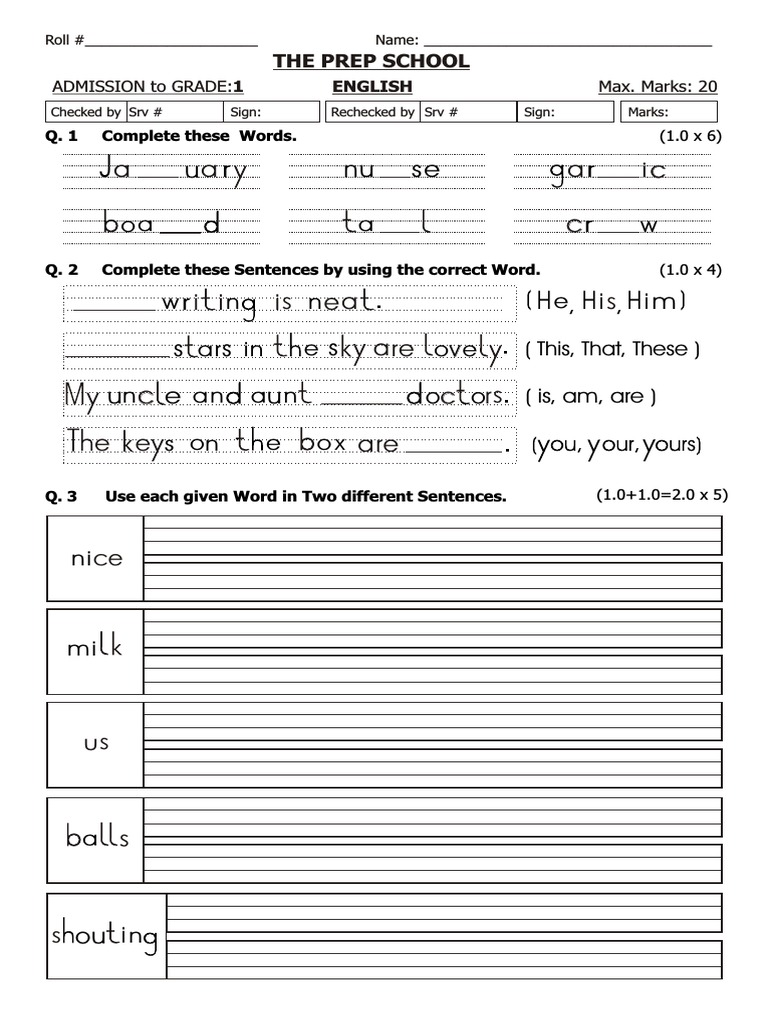 English Grade 1 | PDF