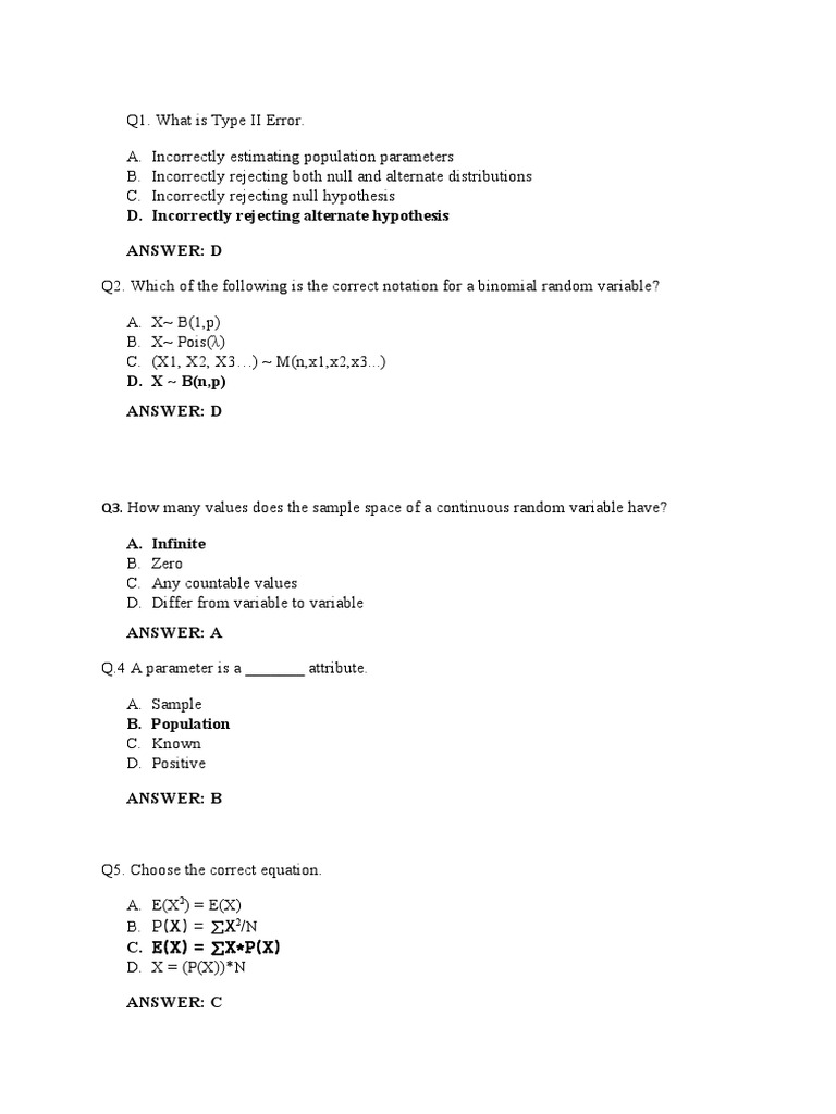 MCQ Statistics PDF Statistical Hypothesis Testing Estimator