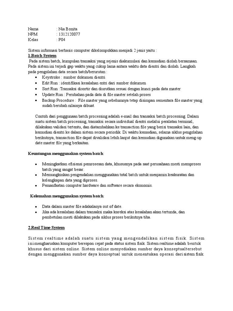 1.batch System | PDF | Komputer