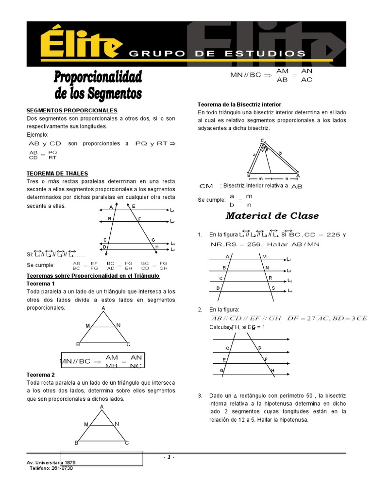 Material de Clase: Segmentos Proporcionales Teorema de La Bisectriz ...