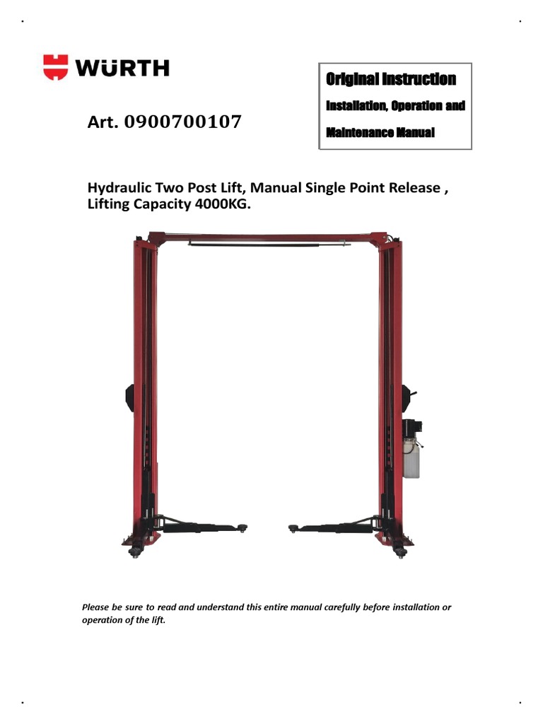 2 Post Lifter - Manual | PDF | Elevator | Manufactured Goods