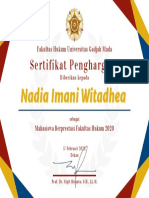 Mahasiswa Berprestasi FH UGM 2020 Nadia Imani Witadhea