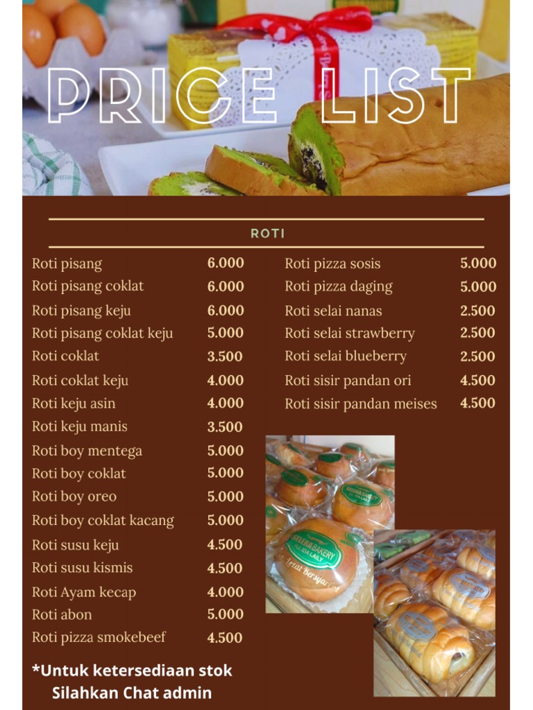 Pricelist Selera Bakery 4agustus | PDF