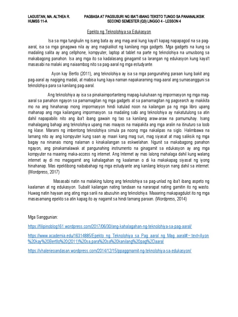 Pagbasa Sem 2 Q3 Act 4 Week 4 Pdf