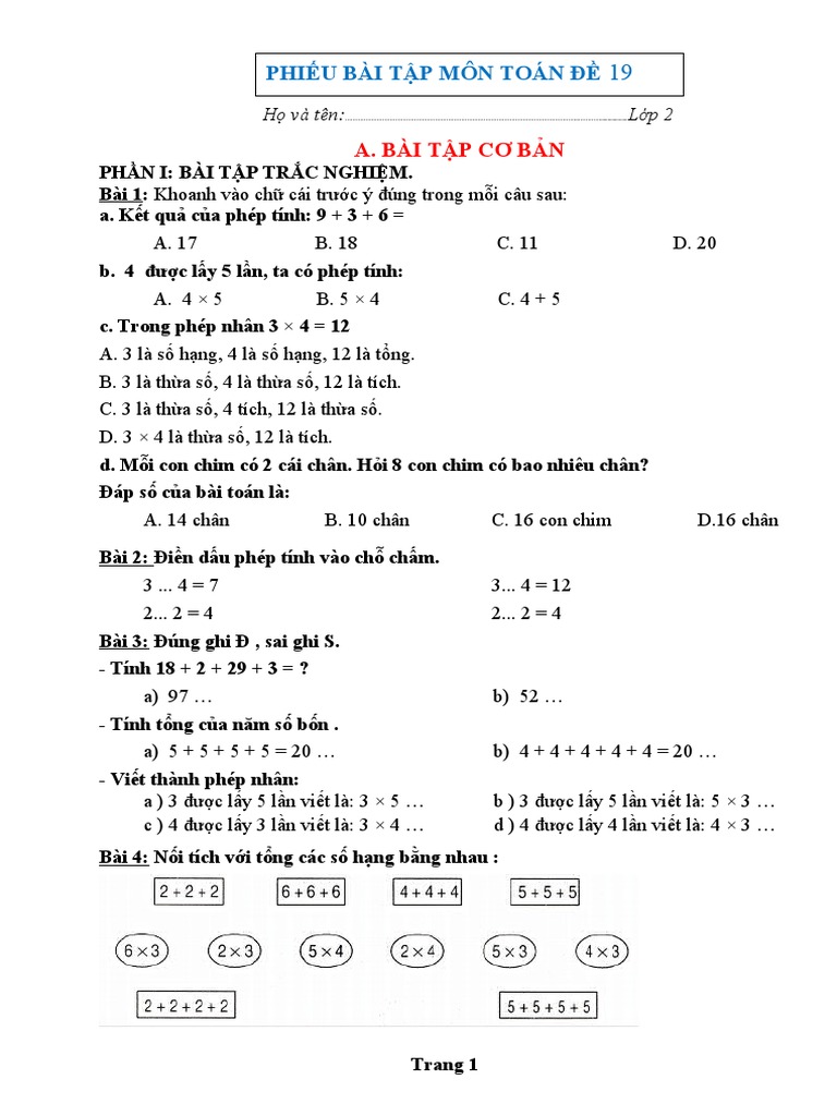 BTCT Toan 2 Hkii - Kntt2 | PDF