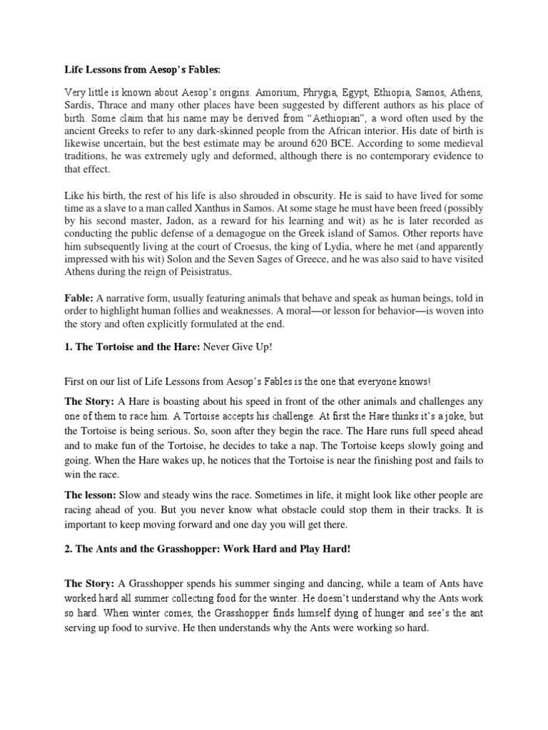 Fable: A Narrative Form, Usually Featuring Animals That Behave and ...