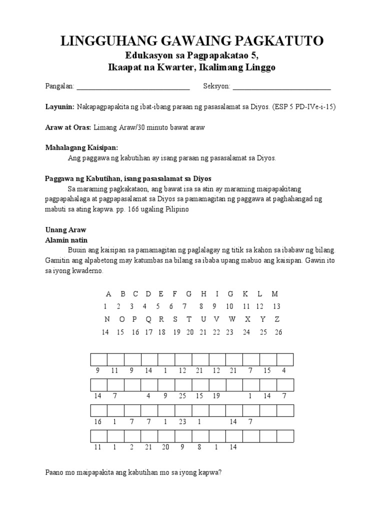 Wlas Esp 4TH Quarter Week 5 | PDF