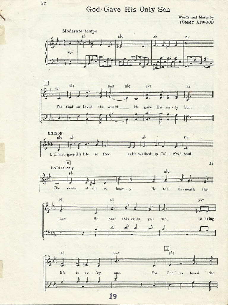 God Gave His Only Son (Tommy Atwood) PDF