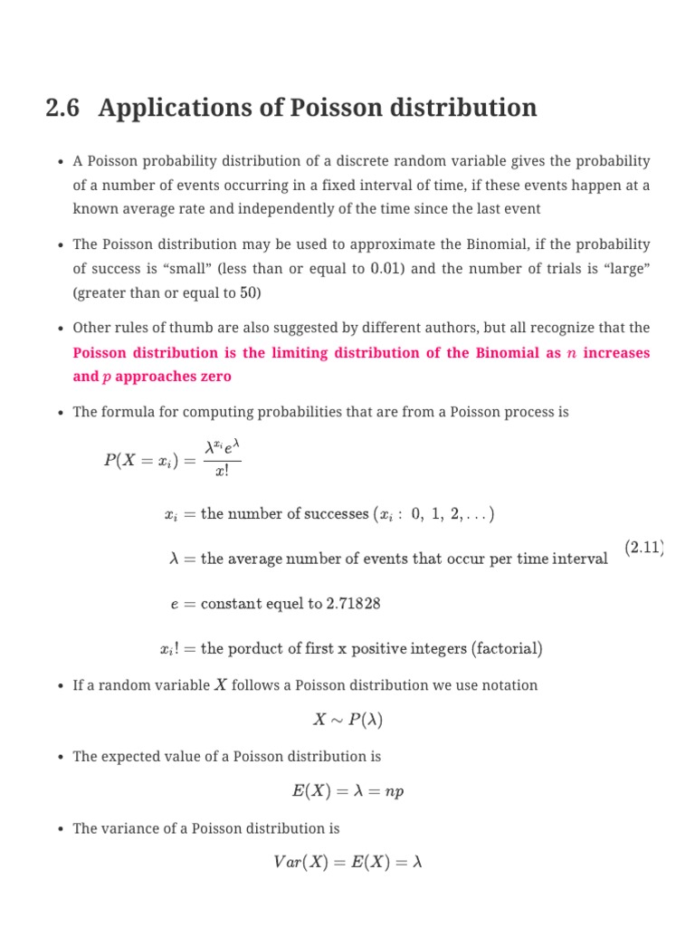 2.6 Applications of Poisson Distribution Business Statistics