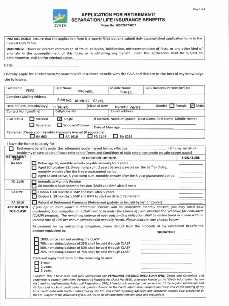 GSIS Retirement Application Guidelines | PDF | Pension | Loans