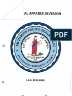 I.A.D. 2020-0038 Richmond Police Internal Affairs Division Report (Excessive Force Allegations Against Williams, Caesar, and Seth Layton)