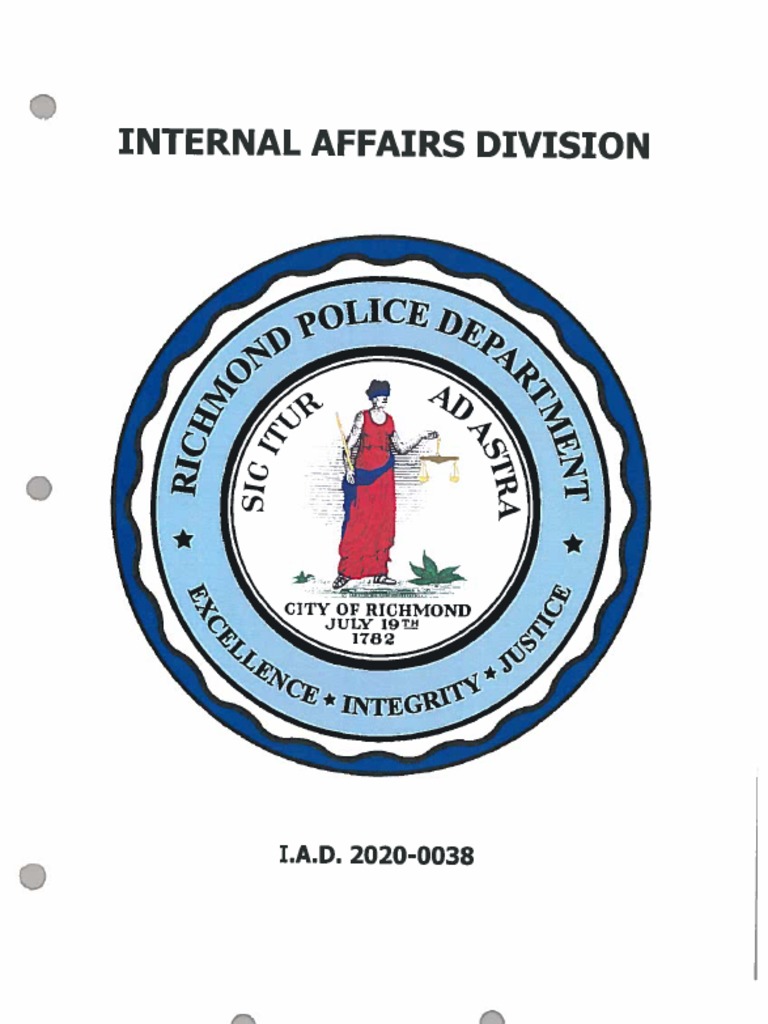 I.A.D. 2020-0038 Richmond Police Internal Affairs Division Report ...