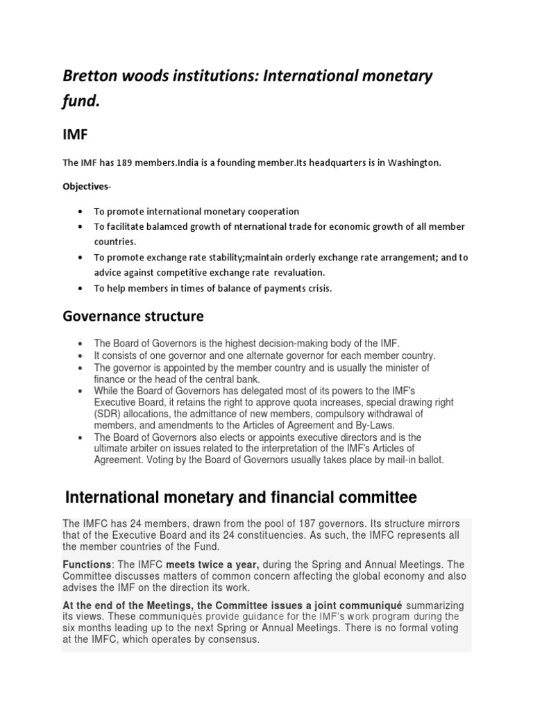 Bretton Woods Institutions | PDF | Special Drawing Rights ...