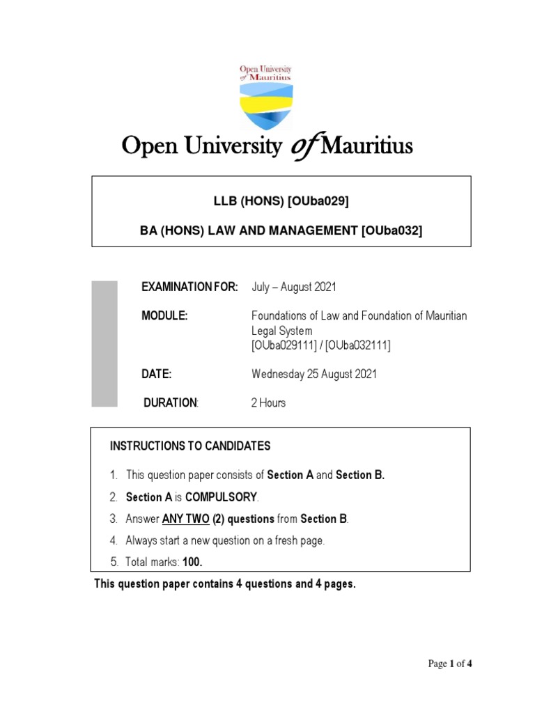 Foundations of Law The Mauritian Legal Systems PDF Royal Assent
