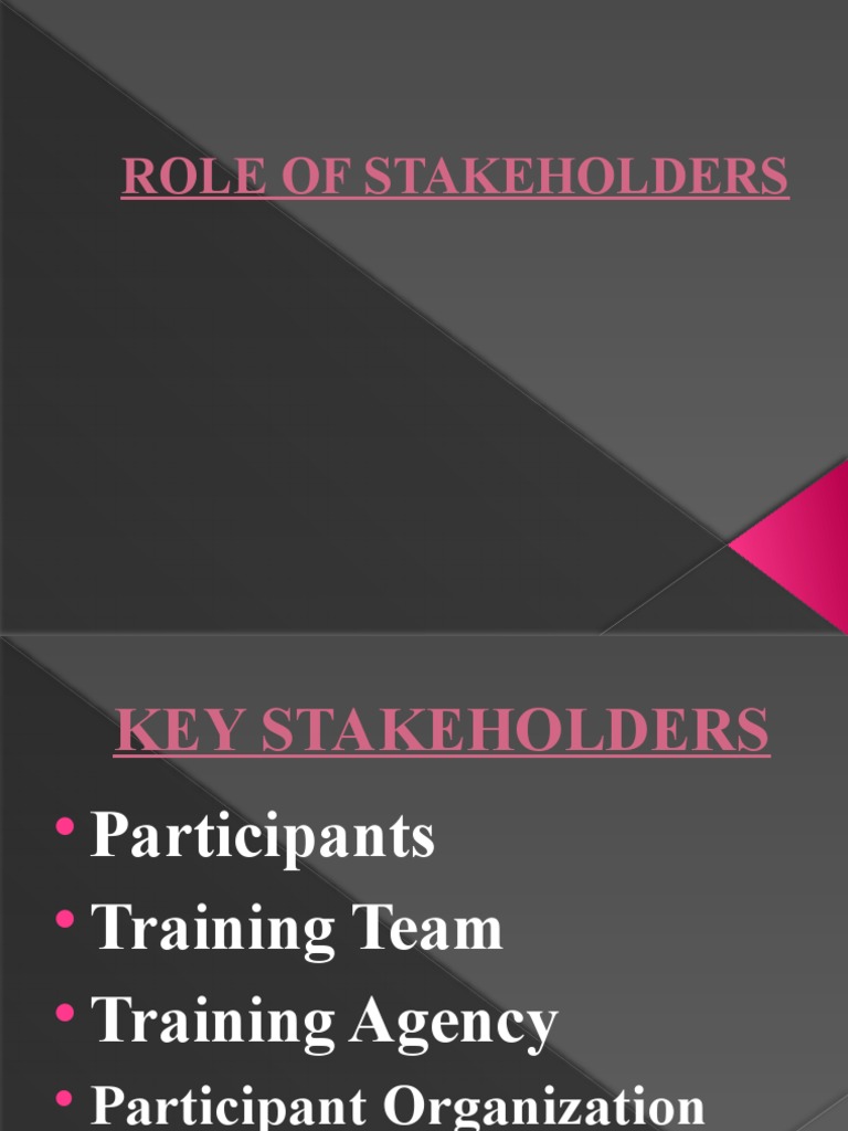 Roles and Responsibilities of Key Stakeholders in Training Programmes