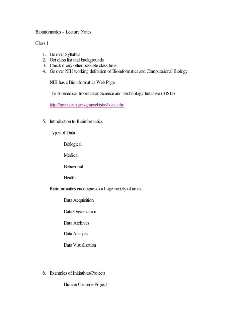 Bioinformatics Lecture Notes | PDF | Bioinformatics | Proteomics