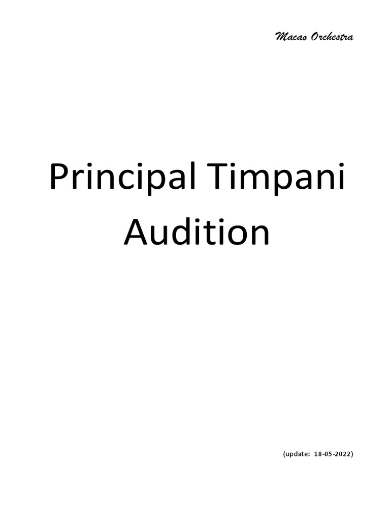 PrincipalTimpani Audition 2023 PDF Orchestras Concerto