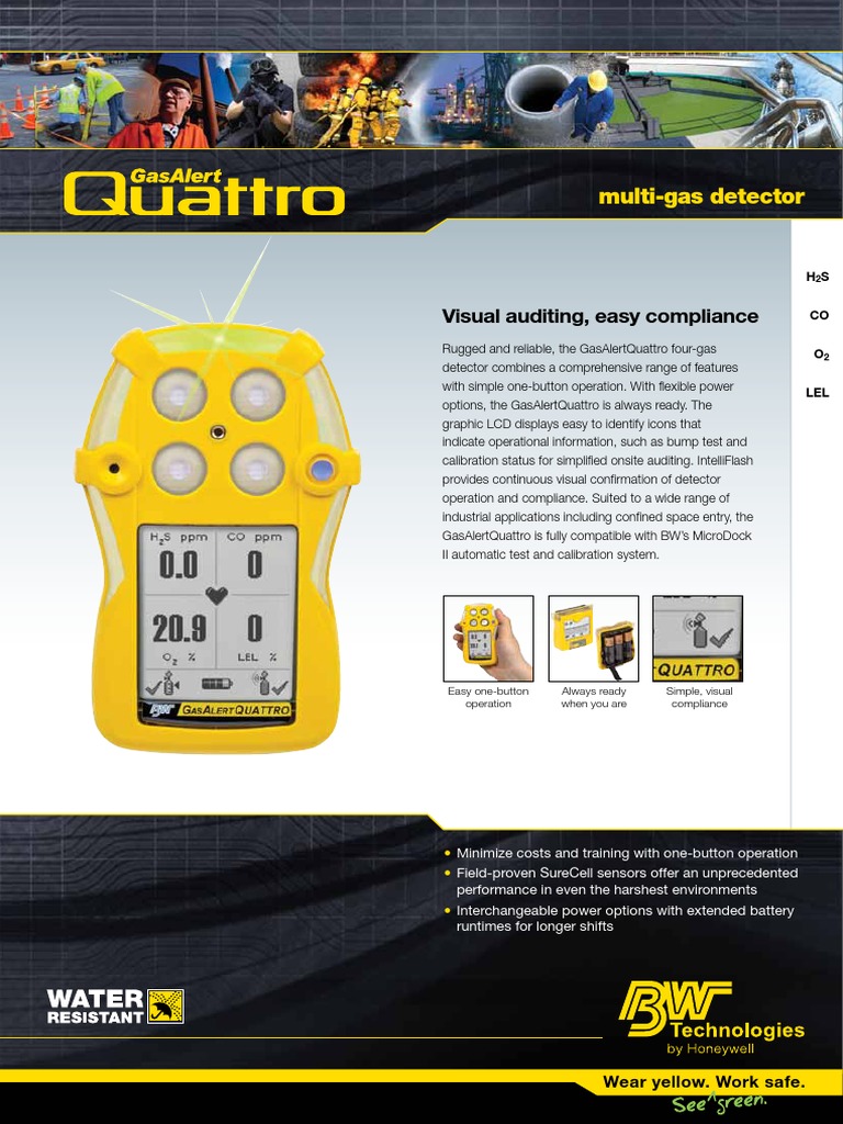 Honeywell GasAlertQuattro Multi Gas Detector PDF Sensor Carbon