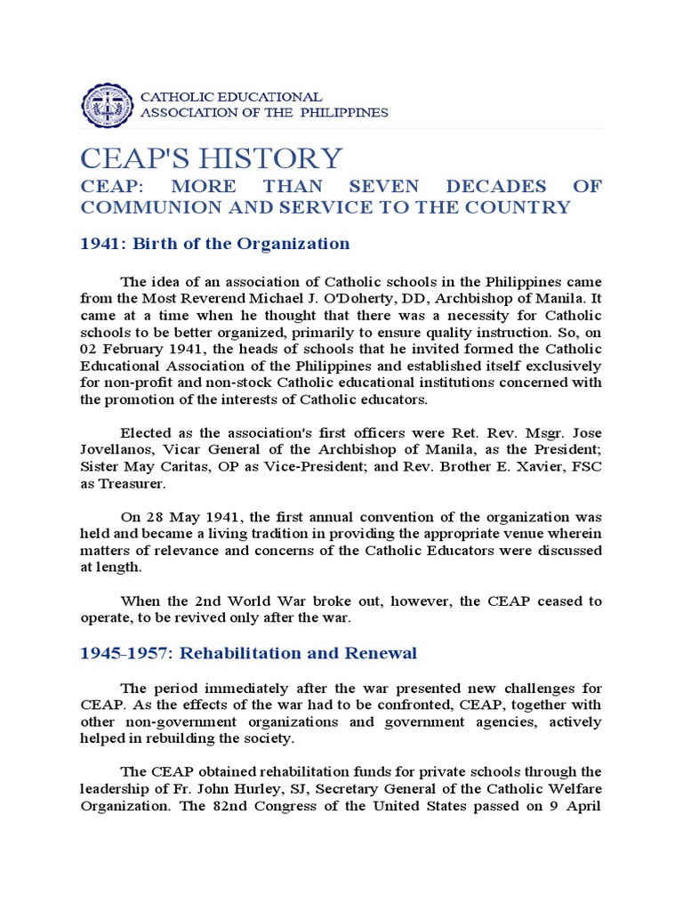 Ceap History | PDF | Catholic Church | Philippines