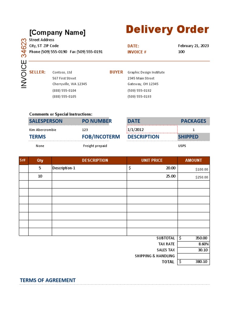 Delivery Order Form-1 | PDF