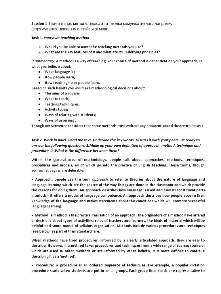 Teaching Methods in English Language Learning | PDF | Language ...