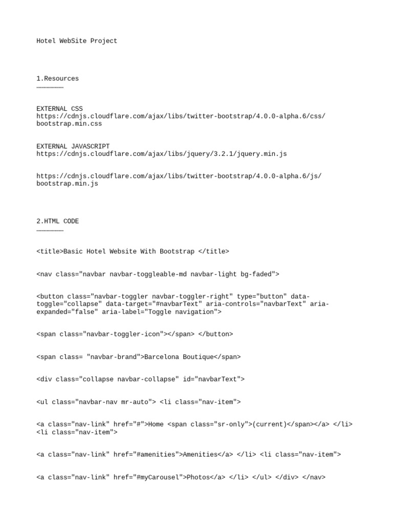 Hotel website project pdf bootstrap front end framework internet