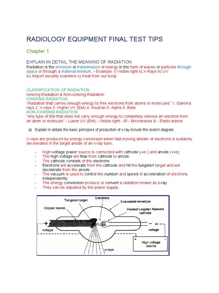 Radiology Equipment Final Test Tips PDF Radiography Gamma Ray