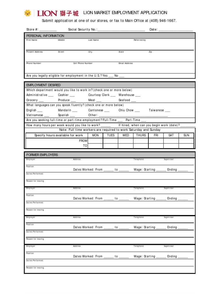 Lion Application PDF Full Time Government