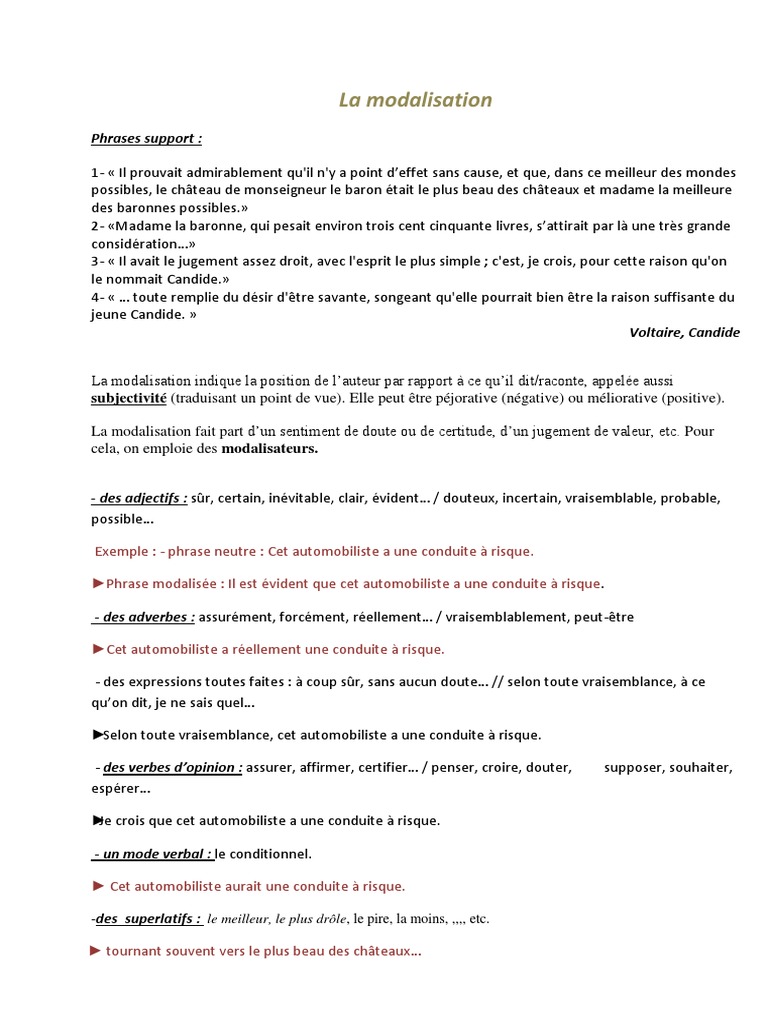 Exercices sur la modalisation en français | PDF | Religion et spiritualité