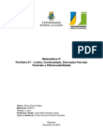 Matemática IV - Portfólio 07 - Limite, Continuidade e Derivadas