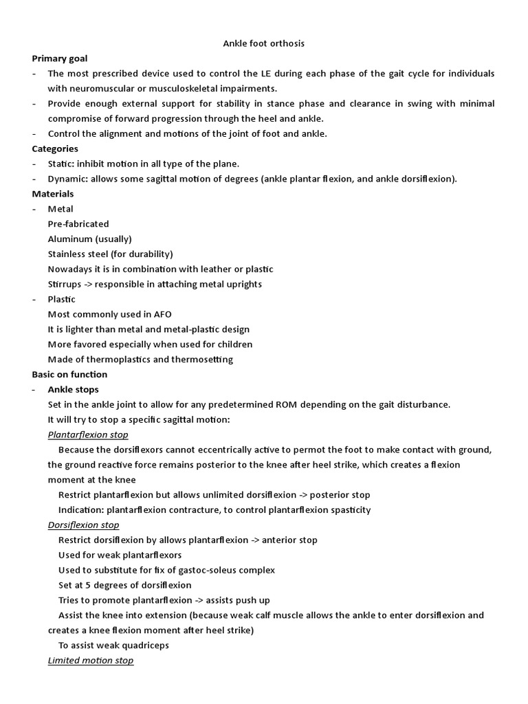 Ankle Foot Orthosis | PDF | Anatomical Terms Of Motion | Foot