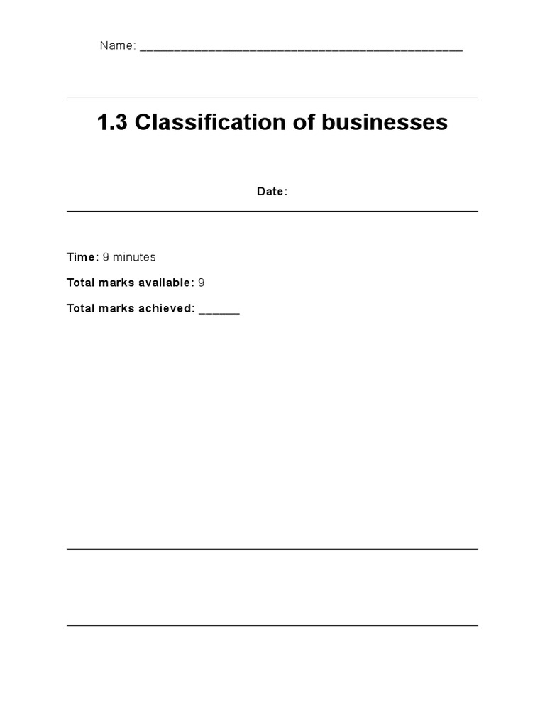 1.3 Classification of Businesses PDF Franchising Retail