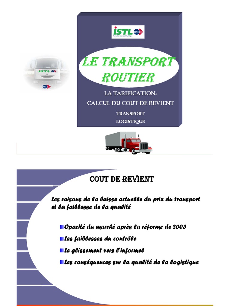 Calcul Cout De Revient Transport Routier Pdf