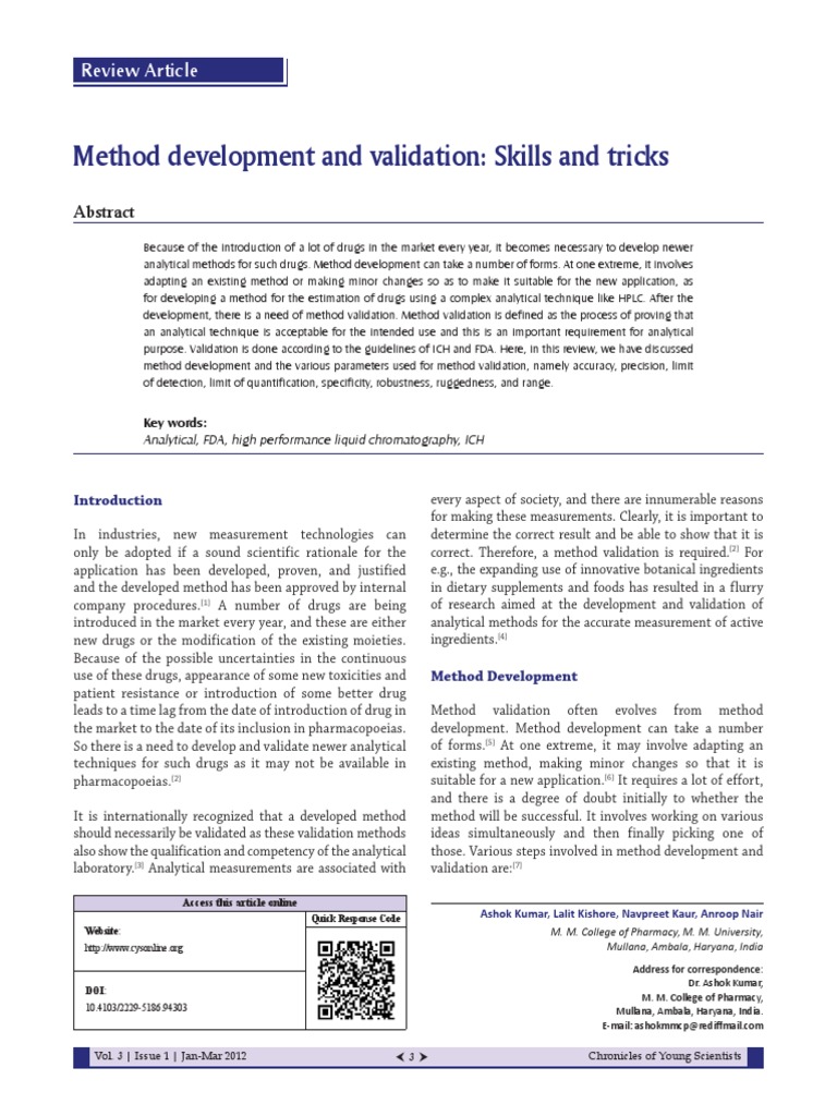 Method Development and Validation Insights | PDF | Detection Limit ...